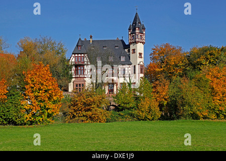 Nuovo castello costruito 1881-83 da Waldemar conte di Oriola architetto Gabriel von Seidl Schoneck-Budesheim district Main-Kinzig Hesse Foto Stock