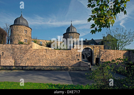 Il castello di Sababurg Hofgeismar distretto di Kassel Hesse in Germania / la "bellezza dormiente" castello dei fratelli Grimm fama Reinhardswald Foto Stock
