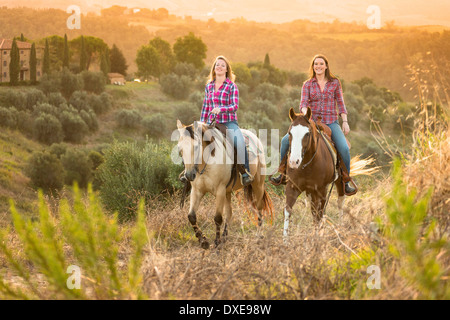 American Quarter Horse. Due piloti in viaggio in Toscana Foto Stock