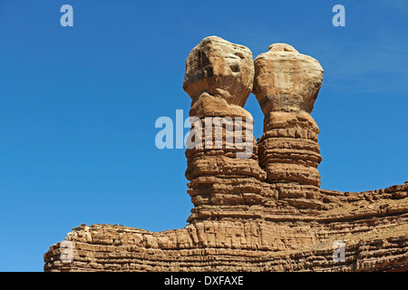 Formazione di roccia scogli gemelli, Bluff, Utah, Stati Uniti d'America Foto Stock