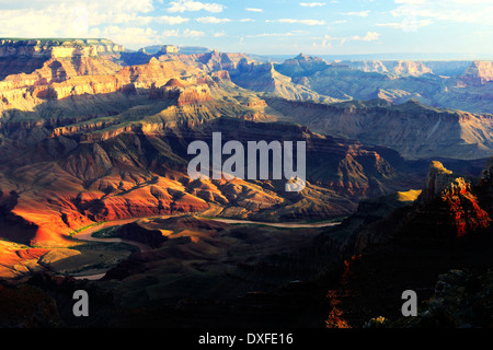 Lipan Point, il Fiume Colorado e il Grand Canyon South Rim, Arizona, Stati Uniti d'America Foto Stock