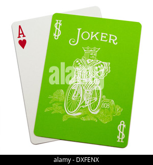 April Fools Green Joker con cuore rosso Foto Stock