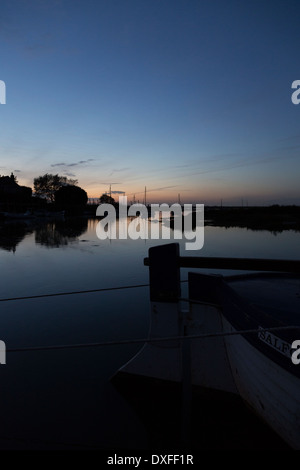 Tramonto a Blakeney Quay, Norfolk, Inghilterra. Foto Stock