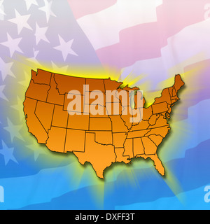 Schema generale della terraferma gli stati degli Stati Uniti d'America Foto Stock