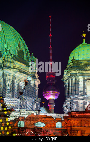 Festival delle Luci, la cattedrale Berliner Dom, Berlino, Germania Foto Stock