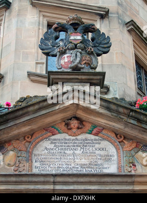 Dettagli architettonici in Rothenburg ob der Tauber, una città in Media Franconia in Baviera (Germania) Foto Stock