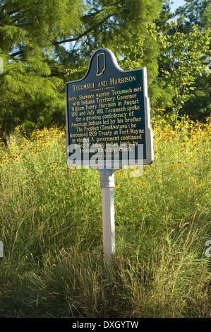 Meeting site del capo Tecumseh e William Henry Harrison nel 1810 e 1811, Vincennes, Indiana. Fotografia digitale Foto Stock