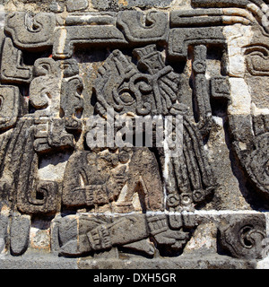 América Messico Stato di Morelos Xochitepec village sito archeologico di Xochicalco il tempio del serpente piumato dettaglio Foto Stock