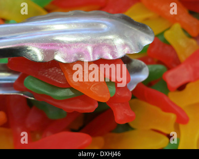 Caramelle gommose pesci prelevati da un Bulk Candy Bin, STATI UNITI D'AMERICA Foto Stock