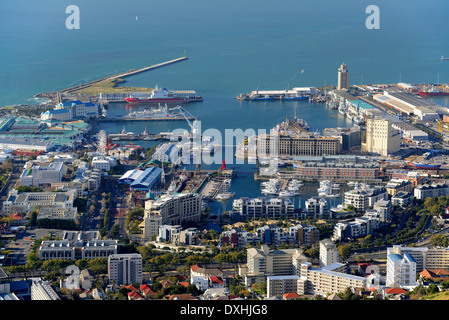 Victoria and Alfred Waterfront, vista dalla collina di segnale, Cape Town, Western Cape, Sud Africa e Africa Foto Stock