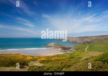 Whitesands Bay e St David's testa vicino a St David's Tyddewi Pembrokeshire South Wales UK Foto Stock