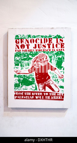 Pro Palestina anti palestinesi israeliani numerata originale poster appeso alla parete interna di sinistra cafe nel Centro Historico Oaxaca Foto Stock