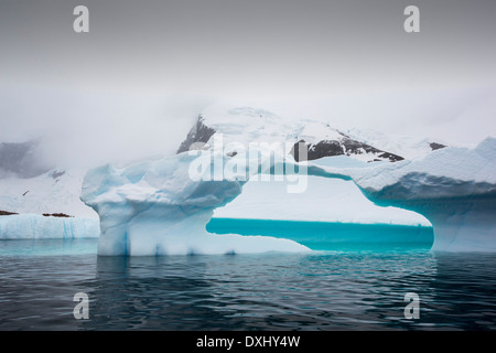 Iceberg in prossimita' Curverville isola sulla penisola Antartica, che è uno dei più veloci tra luoghi di riscaldamento del pianeta. Foto Stock