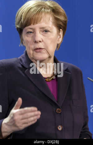 Berlino, Germania. 26 Mar, 2014. Presidente della Repubblica di Corea, parco-geun hye e il Cancelliere Merkel alla conferenza stampa nella Cancelleria tedesca a Berlino./immagine: il Cancelliere tedesco Angela Merkel (CDU) © Reynaldo Paganelli/NurPhoto/ZUMAPRESS.com/Alamy Live News Foto Stock