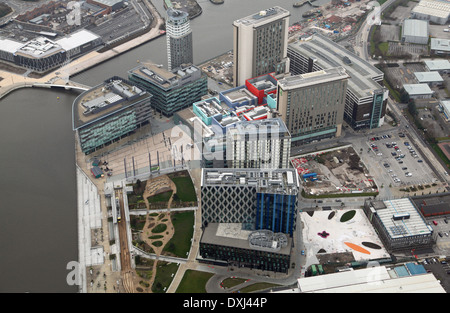 Vista aerea del Media Città studi televisivi a Salford Quays vicino a Manchester Foto Stock