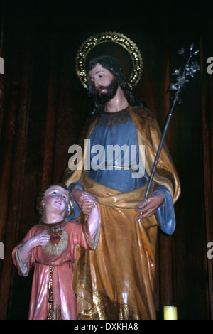 Pontevedra Galicia Spagna Statua di San Giuseppe e Gesù ragazzo Foto Stock