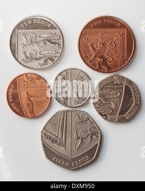 British monete come stemma reale Foto Stock
