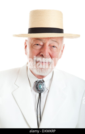 Ritratto di un bel senior uomo vestito in tradizionale stile meridionale. Foto Stock