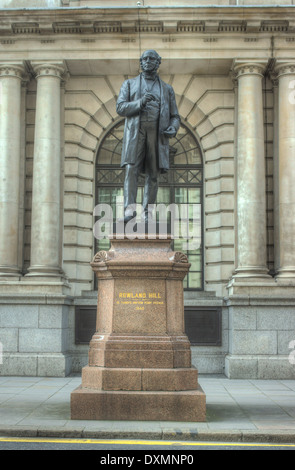 Statua di Rowland Hill City of London Foto Stock