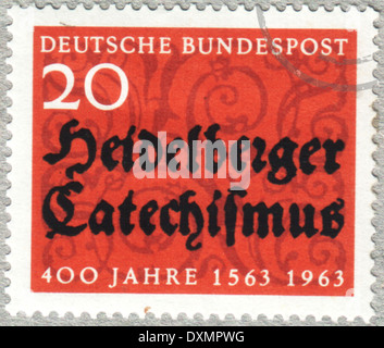 Germania - circa 1963: un timbro stampato in Germania mostra Heidelberg Catechismo, circa 1963. Foto Stock