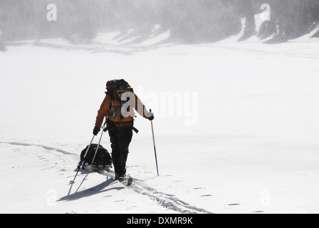 Mike Vining sci backcountry Trujillo Prati Yurt Rio Grande Foresta Nazionale di Colorado USA Foto Stock