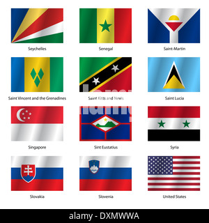 Impostare i flag del mondo Stati sovrani. Illustrazione Vettoriale. Foto Stock