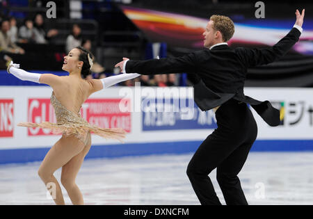 Saitama, Giappone. 28 Mar, 2014. Madison guarnitura (L) e Evan Bates di competere negli Stati Uniti durante il pattinaggio internazionale europea (ISU) World Figure Skating Championships in Saitama, Giappone, 28 marzo 2014. Credito: Stringer/Xinhua/Alamy Live News Foto Stock