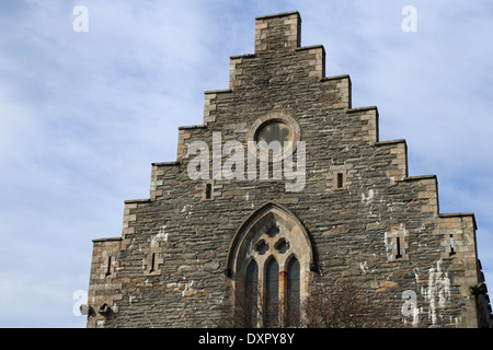 Facciata di Håkon's Hall di Bergenhus Fortress di Bergen, Norvegia Foto Stock