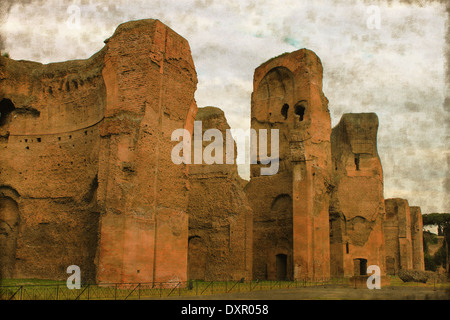 Immagine Vintage delle Terme di Caracalla a Roma, Italia Foto Stock