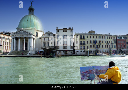 Artista pittura Basilica dal Canal Grande a Venezia Foto Stock