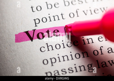 Fake Dizionario, definizione della parola voto. Foto Stock