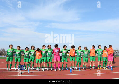 Ajinomoto Stadium campo ovest di Tokyo in Giappone. 29 Mar, 2014. NTV Beleza team group, Marzo 29, 2014 - Calcio /Soccer : Plenus Nadeshiko League 2014 tra NTV Beleza 5-1 come Elfen Sayama ad Ajinomoto Stadium campo ovest di Tokyo in Giappone. © Giovanni Osada AFLO/sport/Alamy Live News Foto Stock