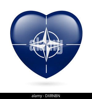 Io amo la NATO. Cuore con design di bandiera Foto Stock