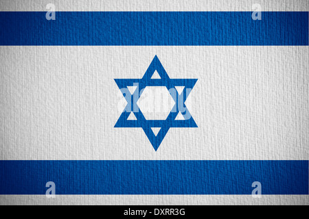 Bandiera di Israele o israeliano banner su sfondo della carta Foto Stock