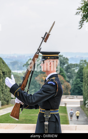 Guardia d'onore, la Tomba degli Ignoti, il Cimitero Nazionale di Arlington, Virginia Foto Stock