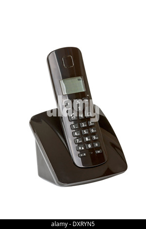 Telefono cordless su sfondo bianco Foto Stock