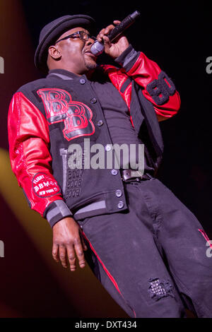 Hammond, Indiana, Stati Uniti d'America. 28 Mar, 2014. Il cantante-cantautore BOBBY BROWN suona dal vivo presso la sede all'interno del casinò a ferro di cavallo in Hammond, Indiana © Daniel DeSlover/ZUMAPRESS.com/Alamy Live News Foto Stock