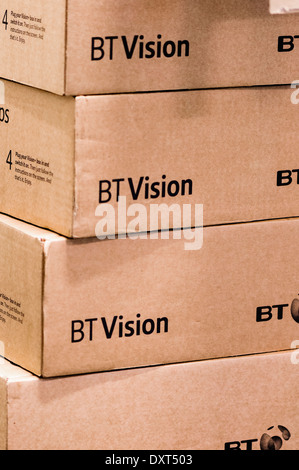 BT Vision scatole impilate Foto Stock