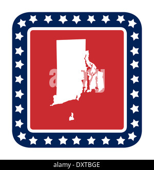 La Rhode Island membro pulsante sulla bandiera americana in flat web design di stile, isolati su sfondo bianco. Foto Stock