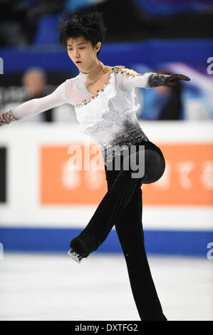 Saitama, Giappone. 28 Mar, 2014. Yuzuru Hanyu (JPN) Pattinaggio di Figura : Yuzuru Hanyu del Giappone esegue in uomini del pattinaggio gratuito a Saitama Super Arena durante l'ISU World Figure Skating Championship in Saitama, Giappone . © Hitoshi Mochizuki/AFLO/Alamy Live News Foto Stock