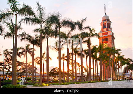 Hong Kong Clock Tower in Hong Kong, Cina. Il punto di riferimento 44 metro tower è un resto dell'originale stazione di Kowloon Foto Stock