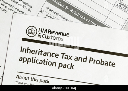 HM Revenue & Customs sulle imposte di successione e probate application pack. Foto Stock