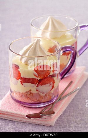 Biscotti roses de Reims e frutti estivi tiramisus Foto Stock