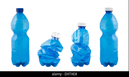 Bottiglie in plastica isolato su bianco Foto Stock