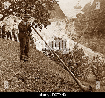 Corno alpino Grindelwald in Svizzera inizio novecento Foto Stock