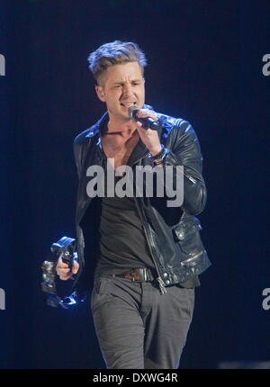 Winnipeg, Manitoba, Canada. 30 Mar, 2014. Di una repubblica esegue al 2014 Juno Awards trasmesso tenuto presso il centro MTS. © Heinz Ruckemann/ZUMA filo/ZUMAPRESS.com/Alamy Live News Foto Stock