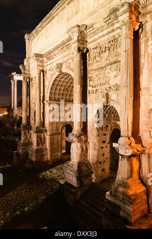 Arco di Settimio Severo, Arco di Settimio Severo, arco trionfale, 203 AD, Foro Romano, Roma, lazio, Italy Foto Stock