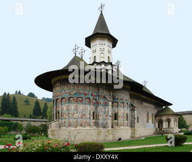 Il Monastero Sucevita, un ortodosso orientale convento in Romania Foto Stock