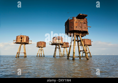 Fotografia a colori della Mounsell forti nel Red Sands (estuario del Tamigi, Londra) Foto Stock