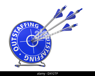 Concetto Outstaffing - bersaglio colpito. Foto Stock